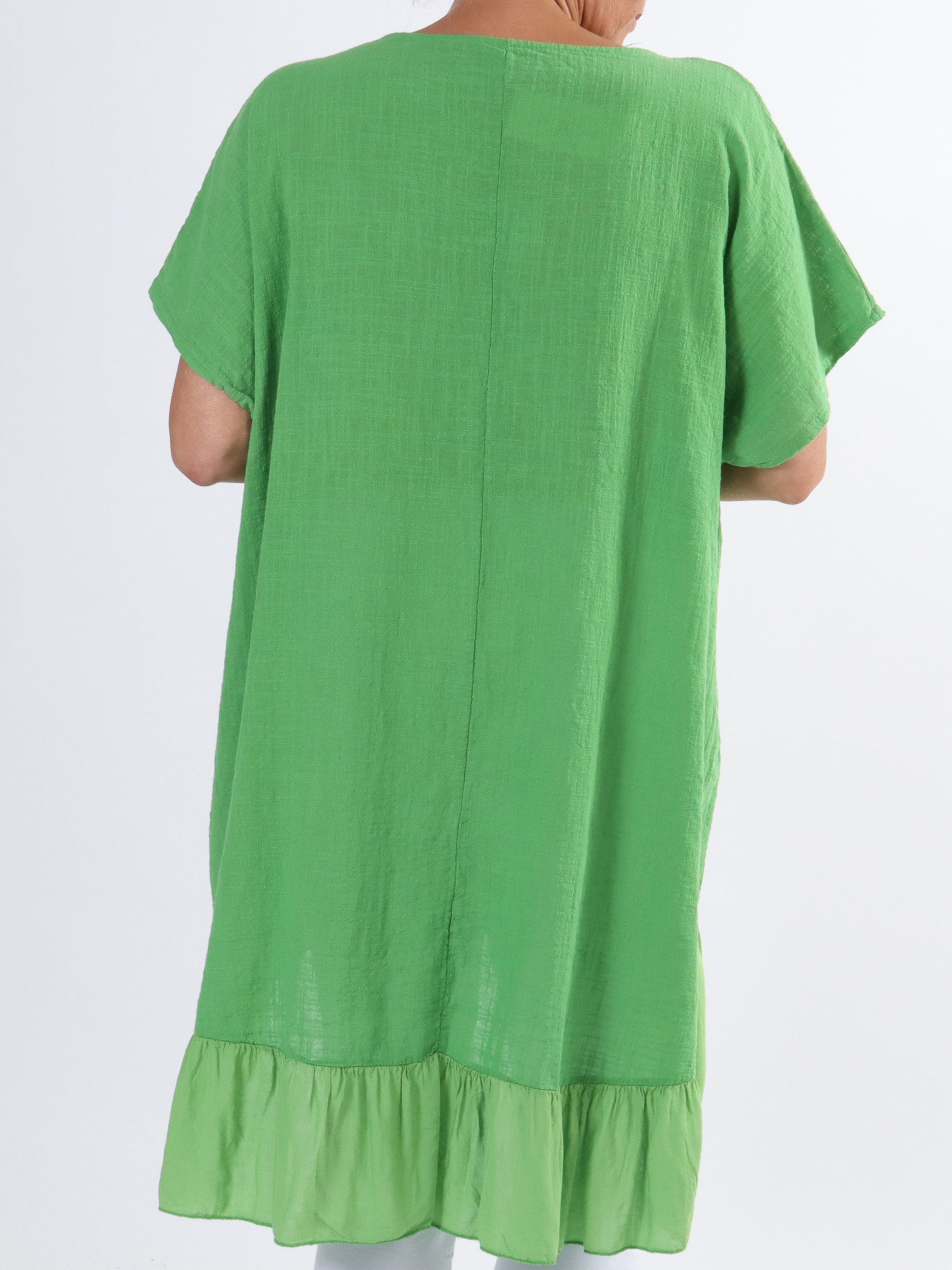 Elba - Plus size tunika i forskudt længde med flæser